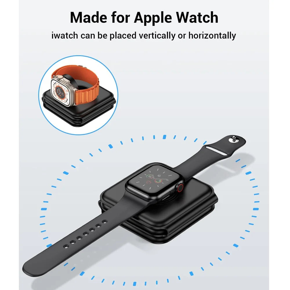 3 in 1 Magnetic Wireless Charger Pad for iPhone 17 16 15 14 13 Pro Max Apple Watch 11 10 9 8 AirPods Chargers Fast Charging Dock Station