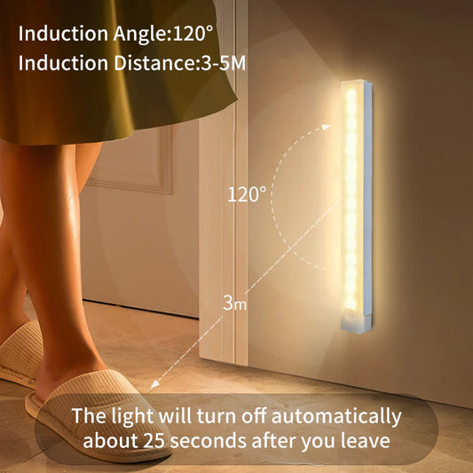 Smart Motion Sensor Night Light Wireless Led Night Lights Kitchen Cabinet Closet Bedroom Night Lamp USB Rechargeable Room Decor