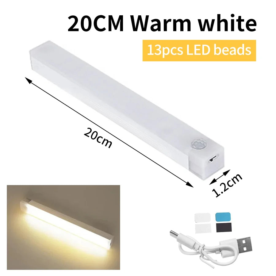 Smart Motion Sensor Night Light Wireless Led Night Lights Kitchen Cabinet Closet Bedroom Night Lamp USB Rechargeable Room Decor