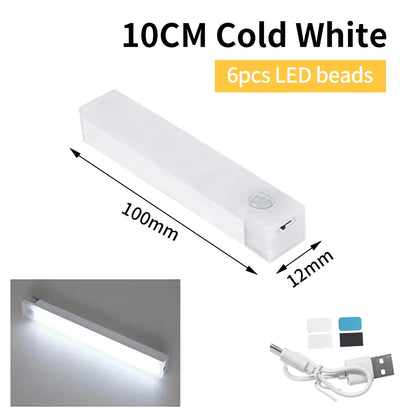 Smart Motion Sensor Night Light Wireless Led Night Lights Kitchen Cabinet Closet Bedroom Night Lamp USB Rechargeable Room Decor